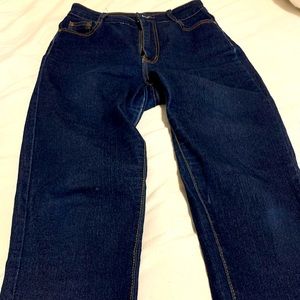 Dark wash high-waisted high stretch skinny jean